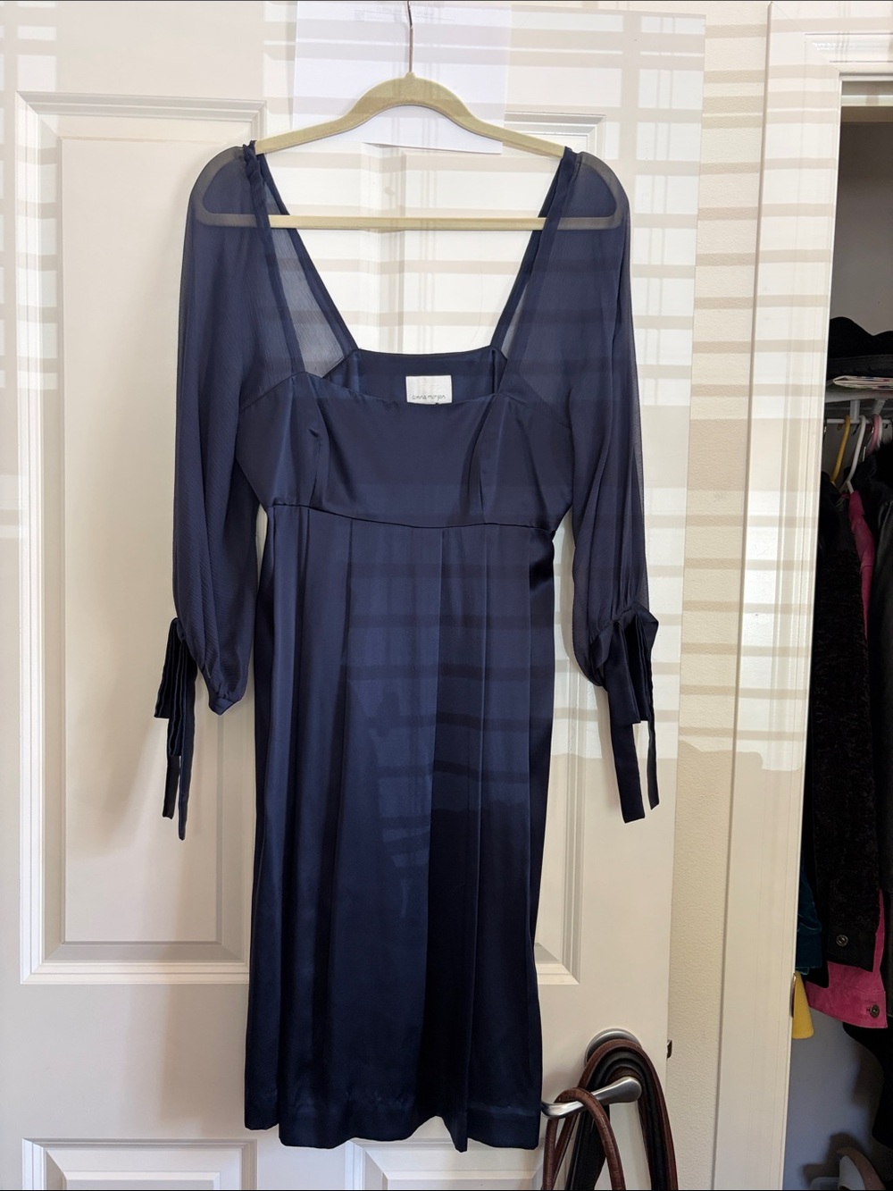 Donna Morgan Navy Long Sleeve Midi Dress